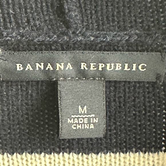 Banana Republic Fold-Over Collar Striped Cardigan Sweater Lambswool Cashmere - Picture 8 of 8